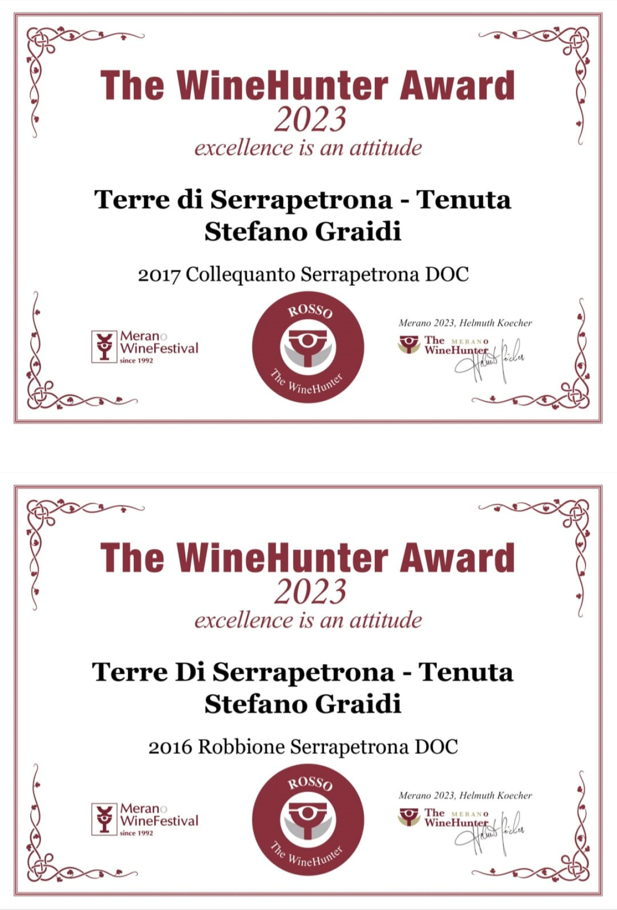 WINE HUNTER BESTÄTIGT ROBBIONE COLLEQUANTO DEN BESTEN EINHEIMISCHEN ROTWEIN DER MARCHE